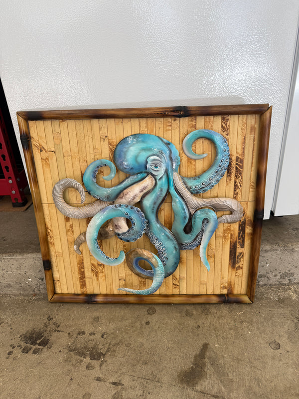 Metal octopus with bamboo frame